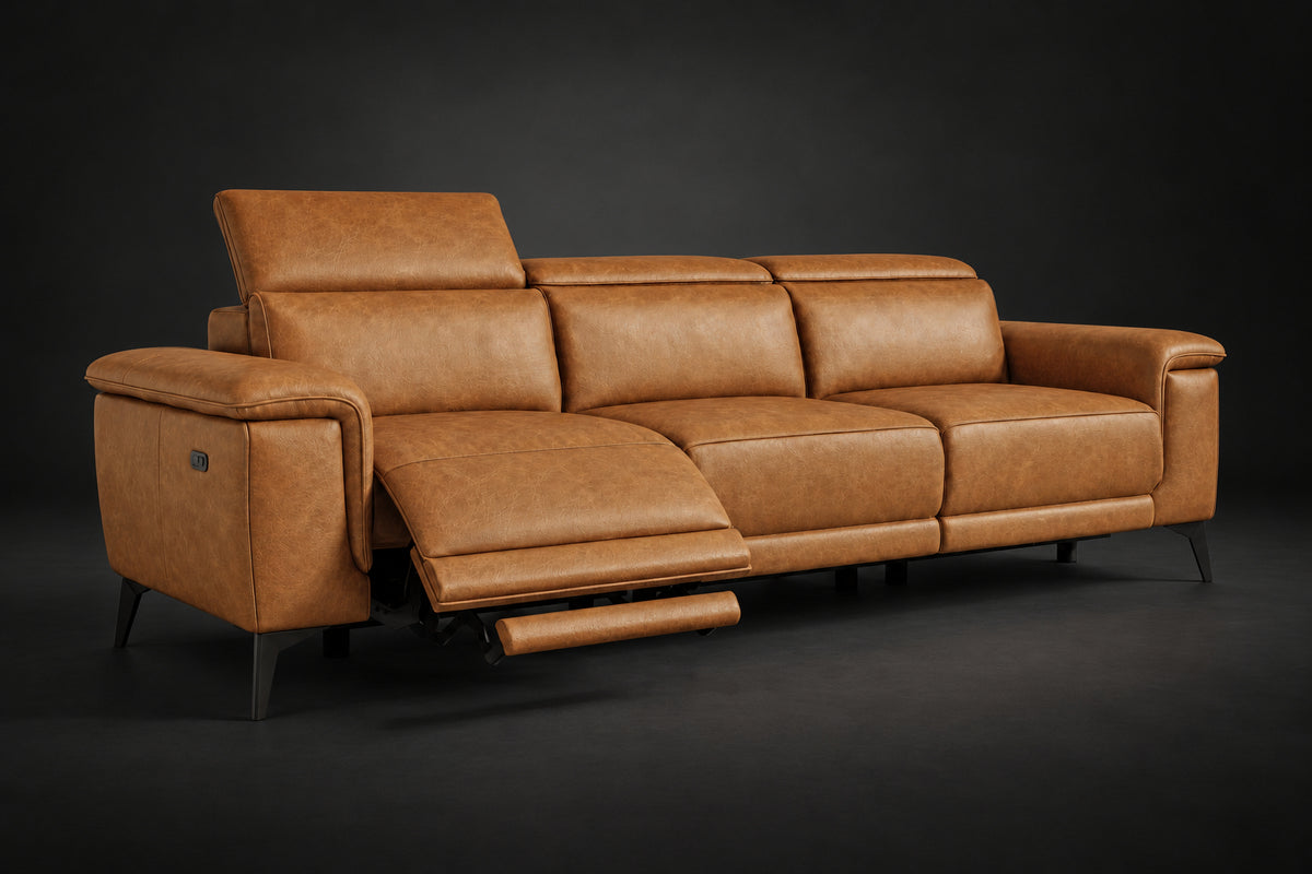 Valencia Pista Distressed Leather Reclining Sofa