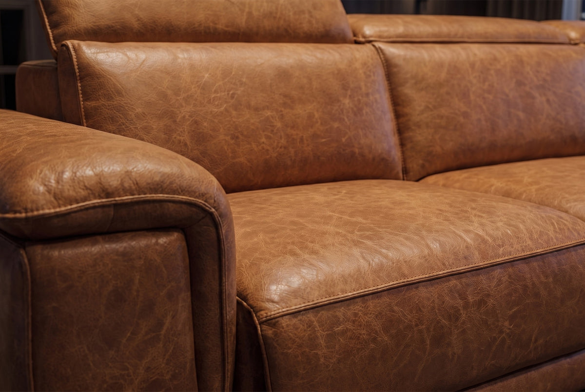 Valencia Pista Distressed Leather Reclining Sofa