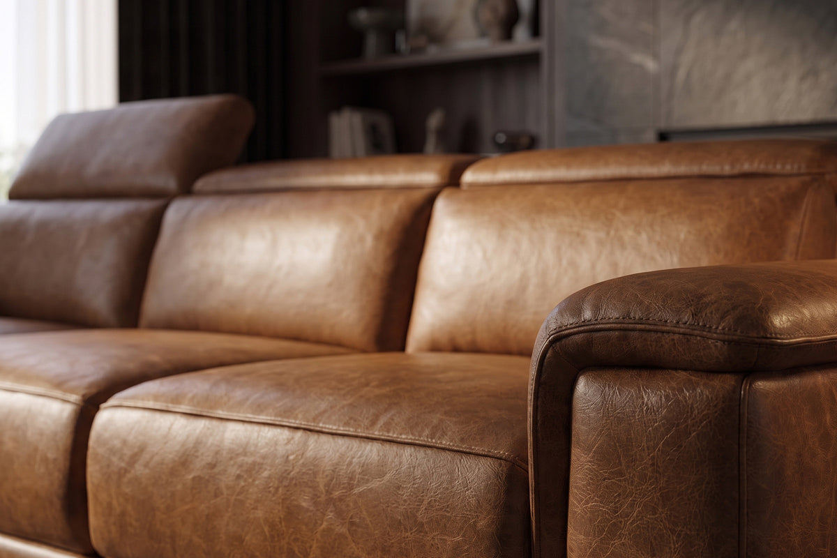 Valencia Pista Distressed Leather Reclining Sofa