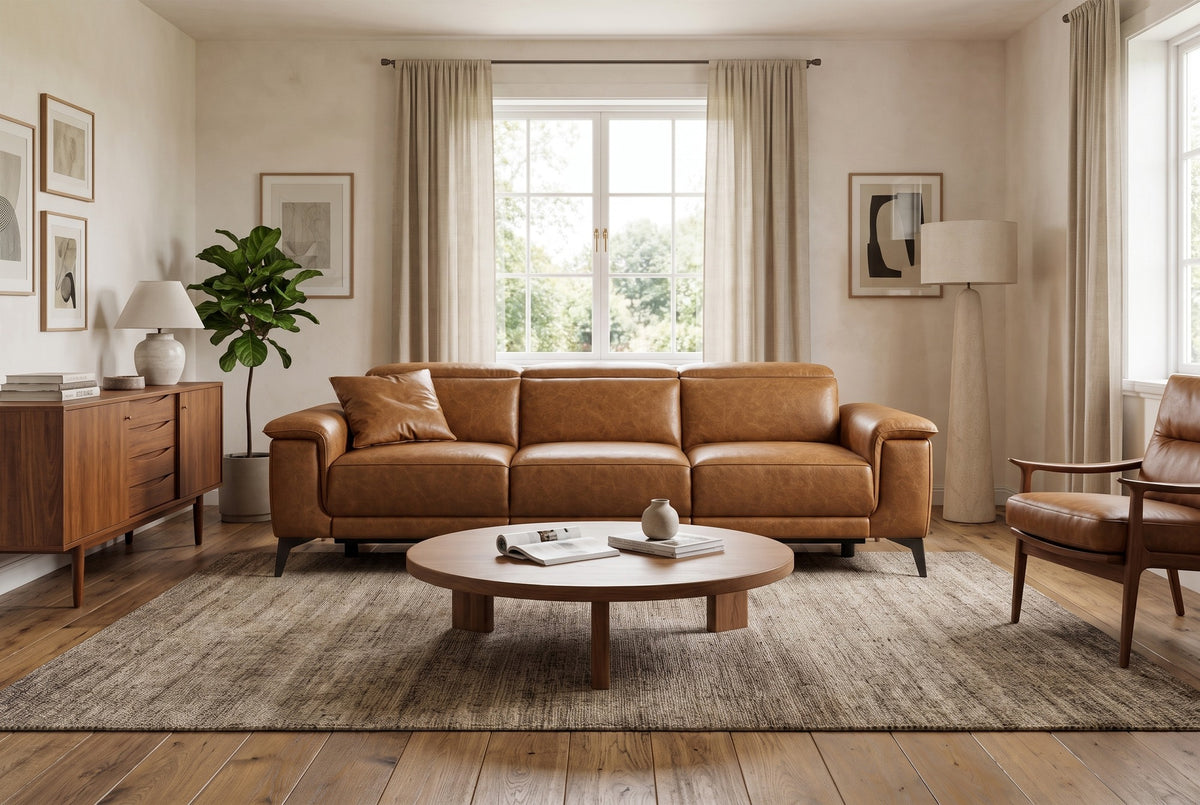 Valencia Pista Distressed Leather Reclining Sofa