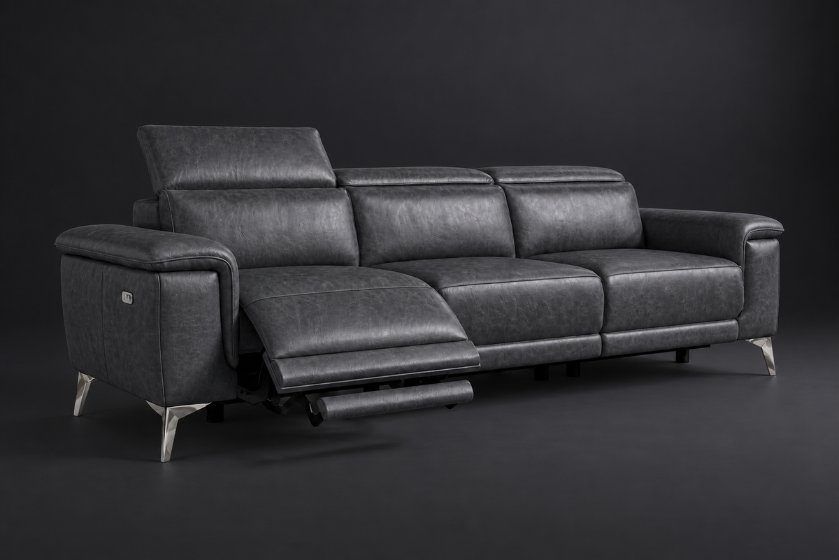 Valencia Pista Distressed Leather Reclining Sofa