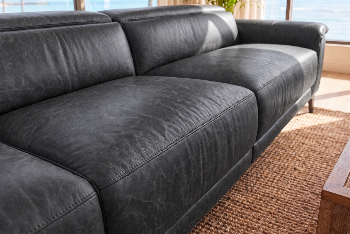 Valencia Pista Distressed Leather Reclining Sofa