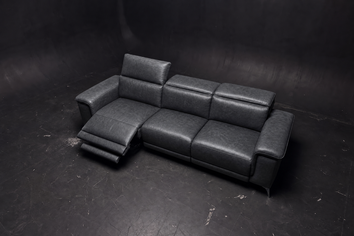 Valencia Pista Distressed Leather Reclining Sofa