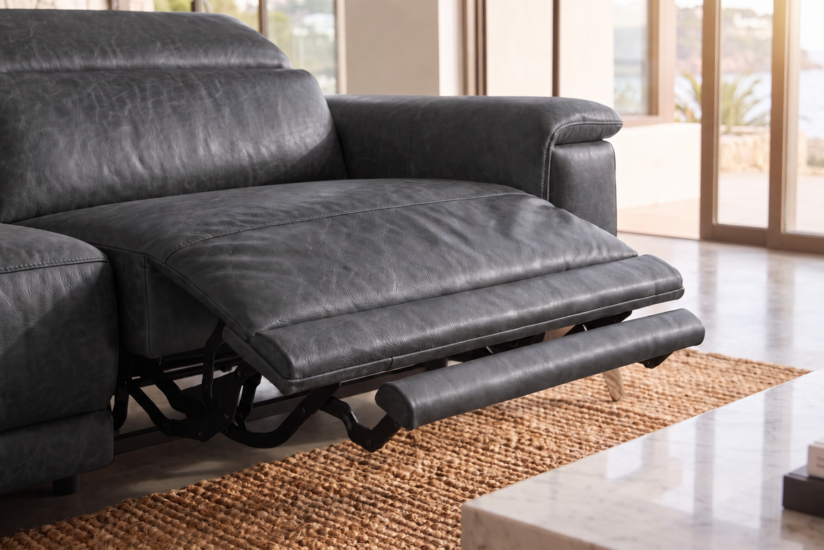 Valencia Pista Distressed Leather Reclining Sofa