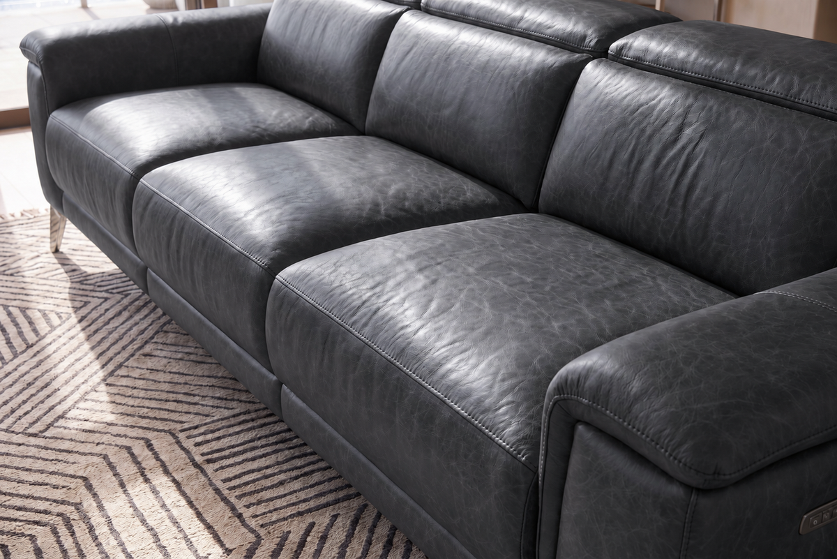 Valencia Pista Distressed Leather Reclining Sofa