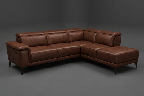 Valencia Pista Distressed Leather Reclining Chaise Sectional Sofa