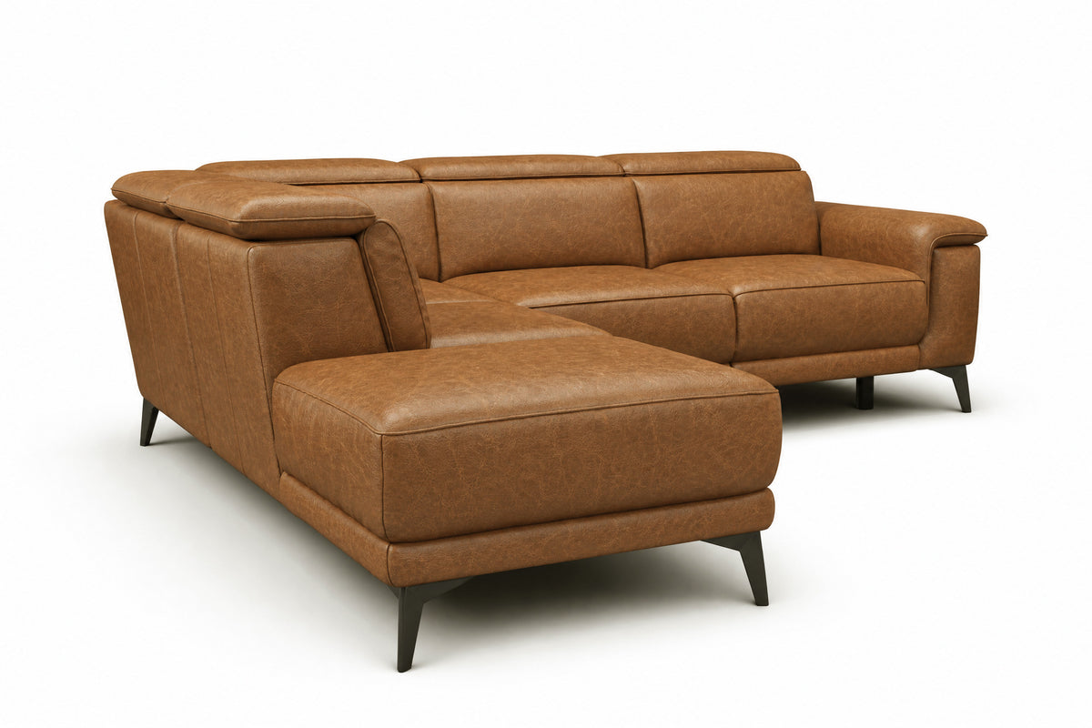 Valencia Pista Distressed Leather Reclining Chaise Sectional Sofa