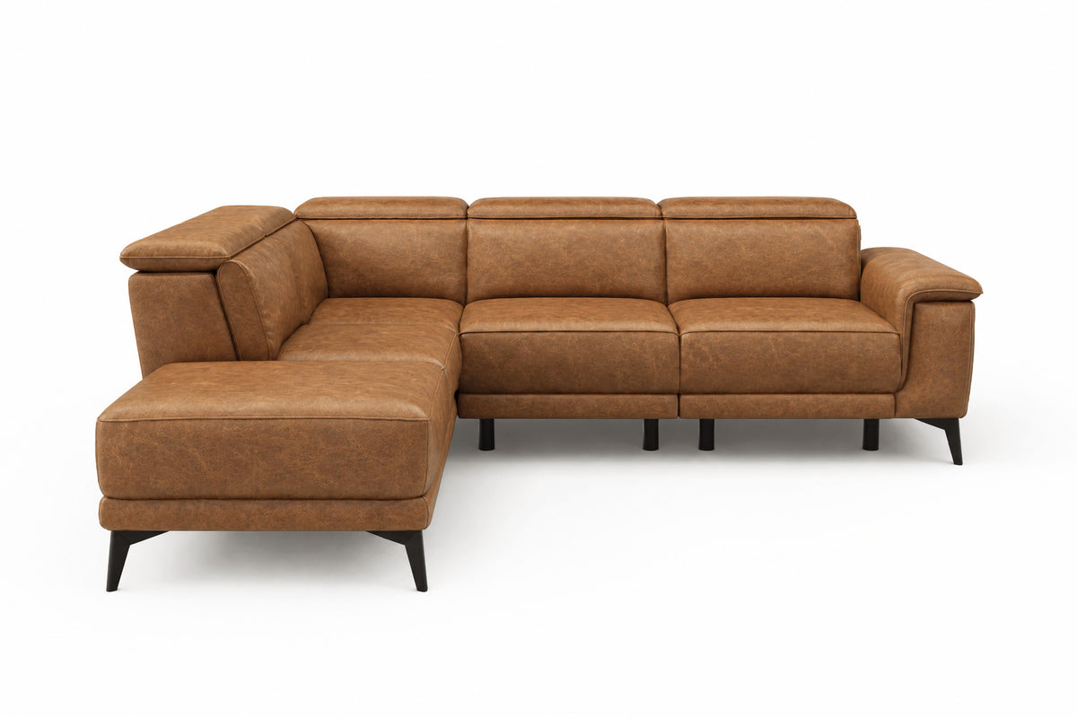 Valencia Pista Distressed Leather Reclining Chaise Sectional Sofa