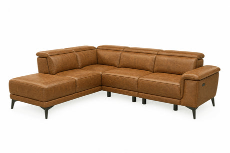 Valencia Pista Distressed Leather Reclining Chaise Sectional Sofa