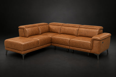 Valencia Pista Distressed Leather Reclining Chaise Sectional Sofa