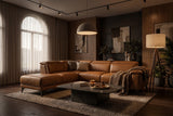Valencia Pista Distressed Leather Reclining Chaise Sectional Sofa