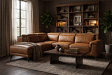 Valencia Pista Distressed Leather Reclining Chaise Sectional Sofa