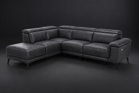 Valencia Pista Distressed Leather Reclining Chaise Sectional Sofa