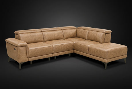 Valencia Pista Distressed Leather Reclining Chaise Sectional Sofa
