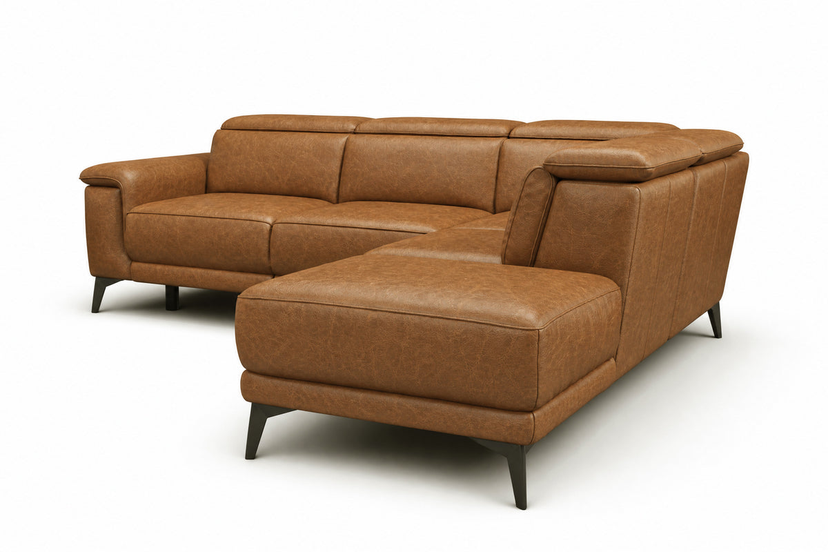 Valencia Pista Distressed Leather Reclining Chaise Sectional Sofa