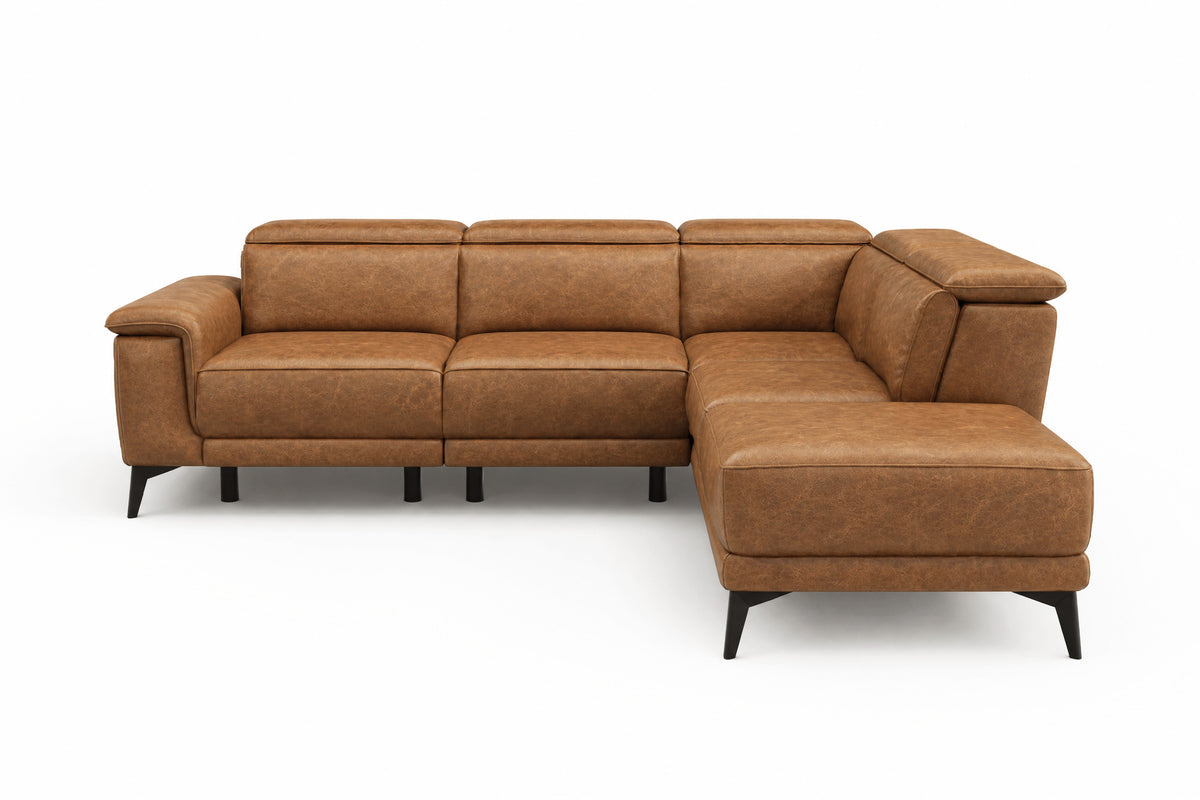Valencia Pista Distressed Leather Reclining Chaise Sectional Sofa