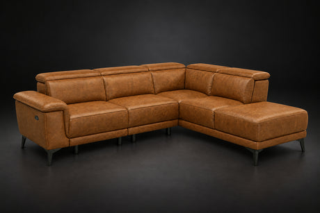 Valencia Pista Distressed Leather Reclining Chaise Sectional Sofa