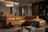 Valencia Pista Distressed Leather Reclining Chaise Sectional Sofa
