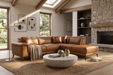 Valencia Pista Distressed Leather Reclining Chaise Sectional Sofa