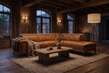 Valencia Pista Distressed Leather Reclining Chaise Sectional Sofa