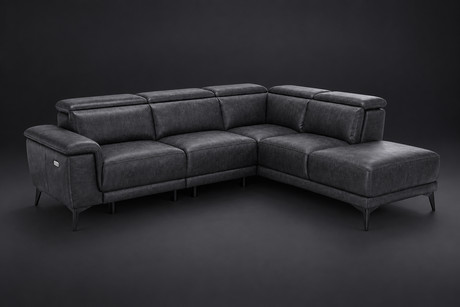 Valencia Pista Distressed Leather Reclining Chaise Sectional Sofa