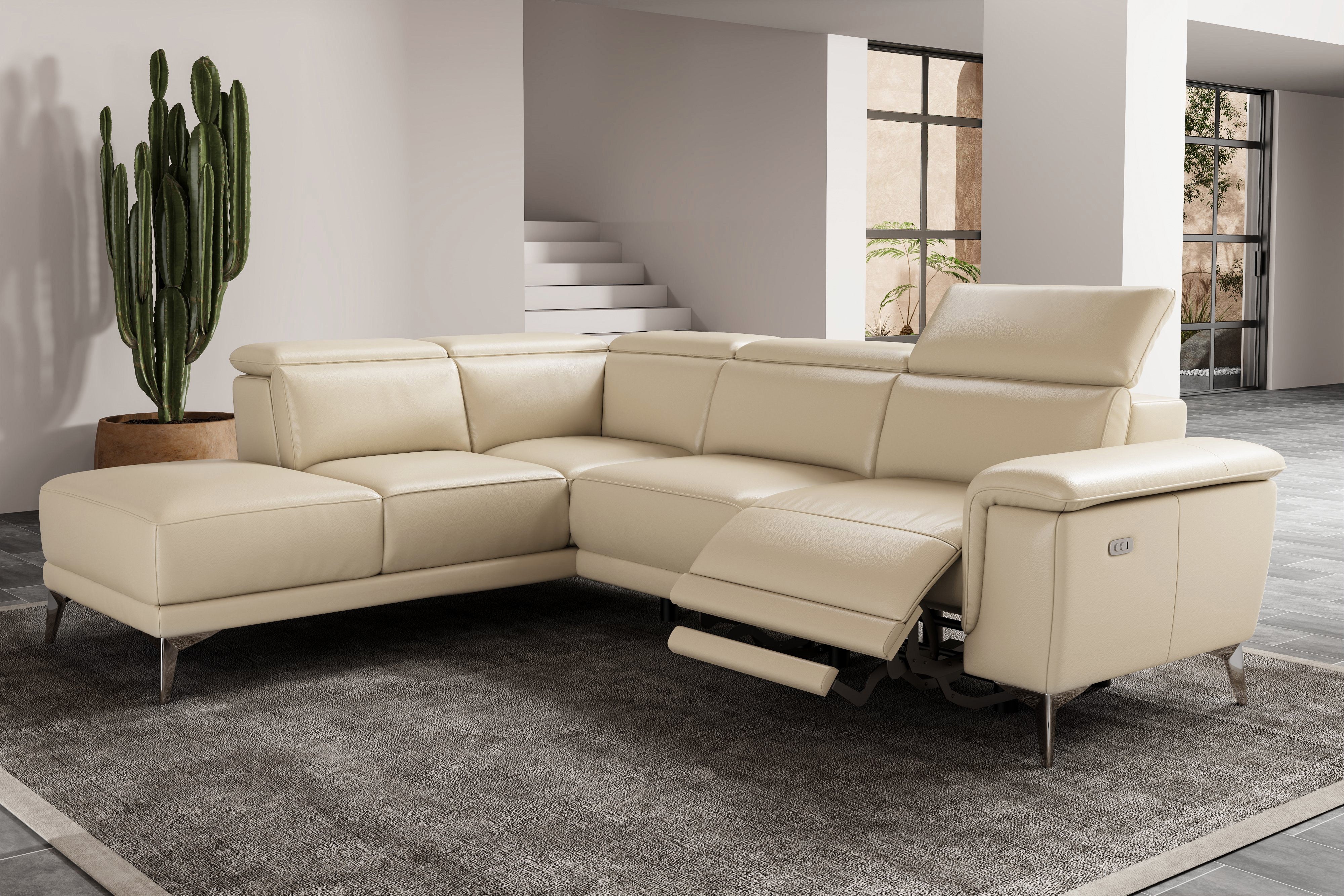 Beige reclining deals sectional