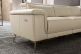 Valencia Pista Modern Top Grain Leather Reclining Sectional Sofa with Right-Hand Facing Chaise, Beige Detailed drawing