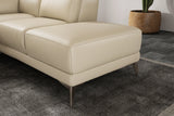 Valencia Pista Modern Top Grain Leather Reclining Sectional Sofa with Right-Hand Facing Chaise, Beige Detailed drawing