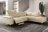 Valencia Pista Modern Top Grain Leather Reclining Sectional Sofa with Right-Hand Facing Chaise, Beige Scene diagram