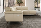 Valencia Pista Modern Top Grain Leather Reclining Sectional Sofa with Right-Hand Facing Chaise, Beige Left side diagram Scene diagram