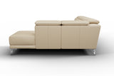 Valencia Pista Modern Top Grain Leather Reclining Sectional Sofa with Right-Hand Facing Chaise, Beige First background picture