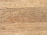 Close-up of the Pisticci Solid Mango Fluted Drum Side Table: the natural mango grain of the round top