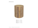 Pisticci Solid Mango Fluted Drum Side Table dimensions: 16.0 in wide, 16.0 in deep, 20.0 in high