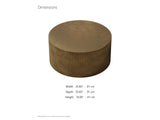 Pitigliano Brass-Finish Fluted Drum Coffee Table dimensions: 35.83 in wide, 35.83 in deep, 16.06 in high