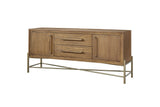 Pizzoni 72-Inch 2-Door 2-Drawer Elm Veneer Sideboard with Metal Base on a white background