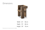 Placanica Sculptural Block Reclaimed Elm Dining Chair dimensions