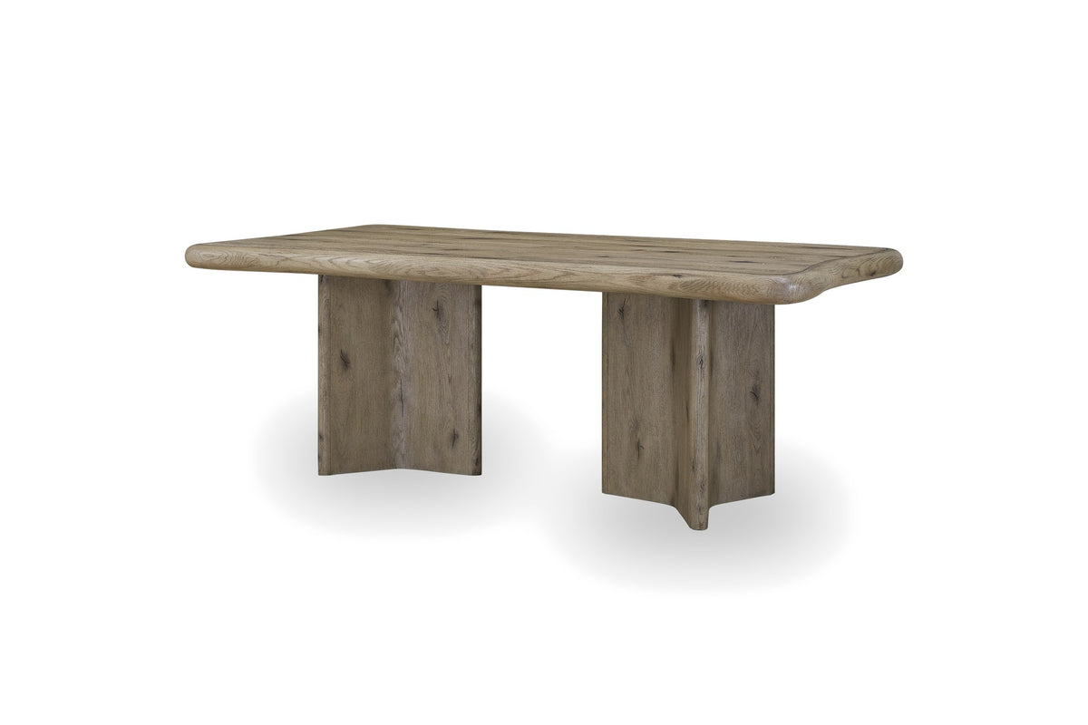 Plataci 84-Inch Organic-Edge Knotty Oak Veneer Dining Table on a white background