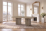 Plataci 84-Inch Organic-Edge Knotty Oak Veneer Dining Table in a Paris salon