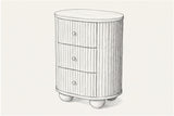 Pencil sketch of the Ploaghe nightstand, drawn from the same three-quarter view