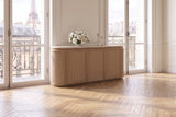 Polia 72-Inch 3-Door Rope-Front Oak Veneer Sideboard with Stone Top in a Paris salon