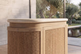 Close-up of the Polia 72-Inch 3-Door Rope-Front Oak Veneer Sideboard with Stone Top: stone edge