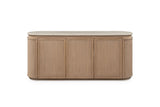 Polia 72-Inch 3-Door Rope-Front Oak Veneer Sideboard with Stone Top, front view