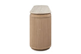 Polia 72-Inch 3-Door Rope-Front Oak Veneer Sideboard with Stone Top, side view