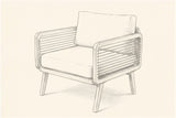 Pencil sketch of the Polizzi lounge armchair, three-quarter view