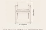 Pollina dining armchair dimensions: each chair 21.25 in wide and 26 in high, 25.5 in deep, seat height 18.5 in