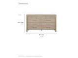 Portogruaro 70-Inch Weathered Mango 9-Drawer Dresser dimensions: 70.0 in wide, 20.0 in deep, 39.5 in high