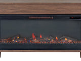 Close-up of the Praiano Walnut Fireplace Media Console: fireplace