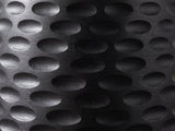 Close-up of the Presicce Black Mango Scalloped Pedestal Side Table: the small hand-carved oval scoops of the base