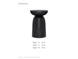 Presicce Black Mango Scalloped Pedestal Side Table dimensions: 13.0 in wide, 13.0 in deep, 18.0 in high