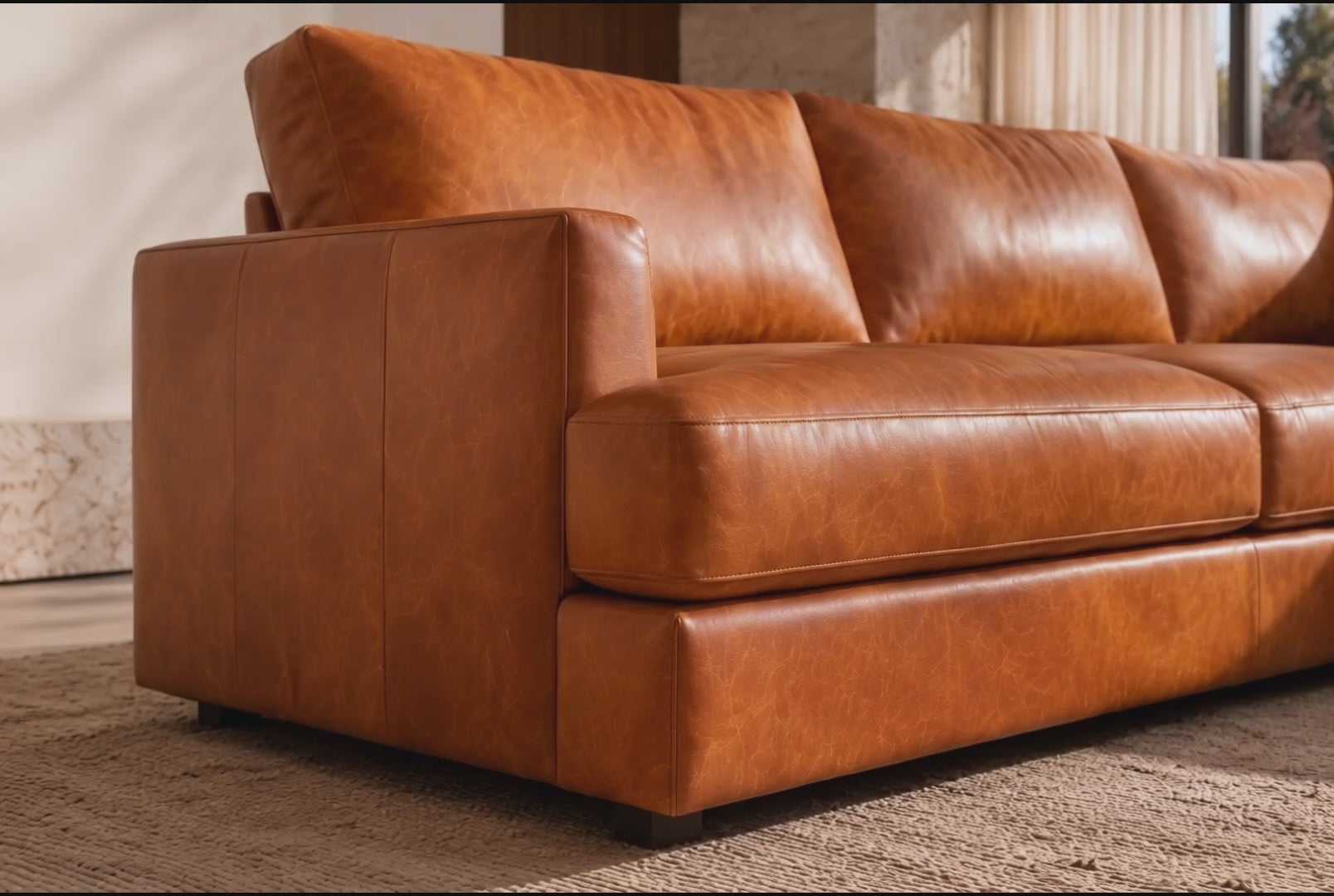 Serena Distressed Leather Sectional Sofa